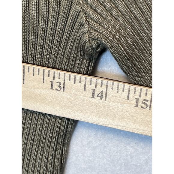 DKNY Asymmetric Ribbed Knit ColorBlock Pullover‎ Sweater Size S Green Black - Picture 4 of 10